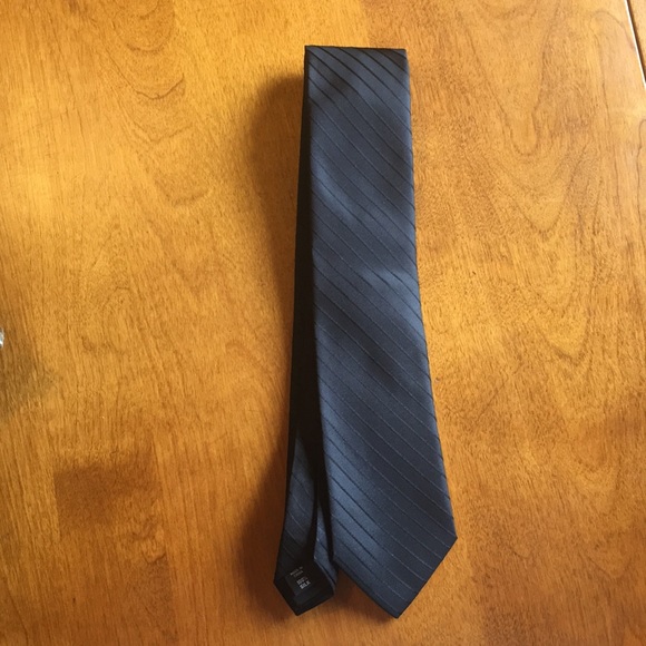 Silk Charcoal and Black Striped Tie - Picture 1 of 2